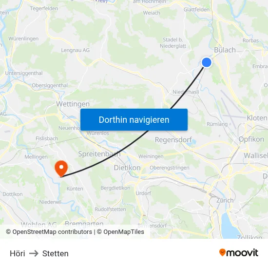 Höri to Stetten map