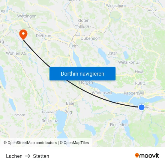 Lachen to Stetten map