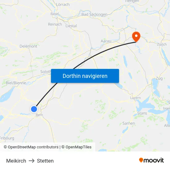 Meikirch to Stetten map
