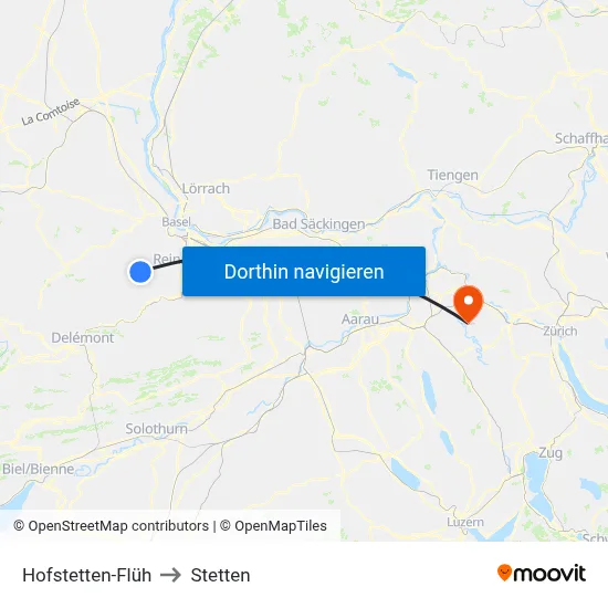 Hofstetten-Flüh to Stetten map