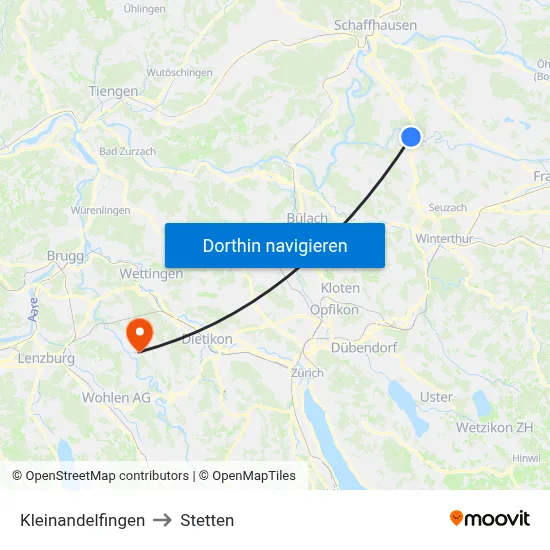 Kleinandelfingen to Stetten map