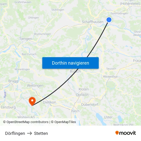 Dörflingen to Stetten map