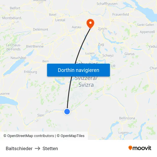 Baltschieder to Stetten map
