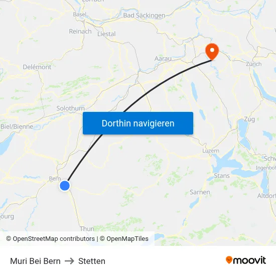 Muri Bei Bern to Stetten map