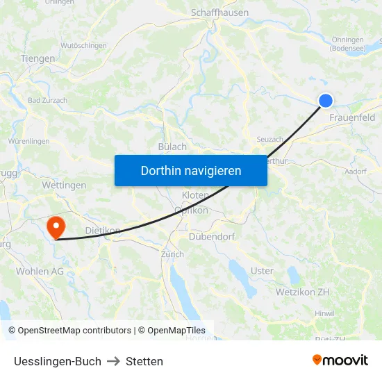 Uesslingen-Buch to Stetten map