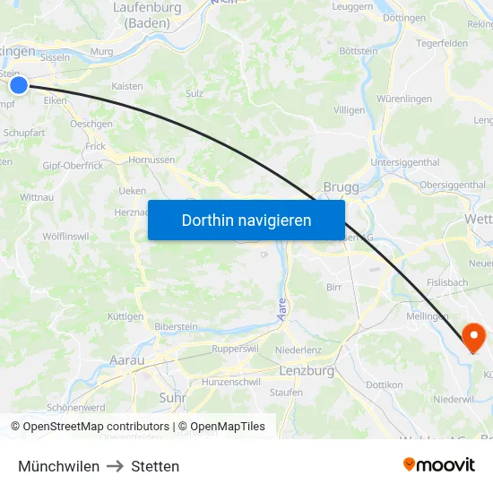 Münchwilen to Stetten map