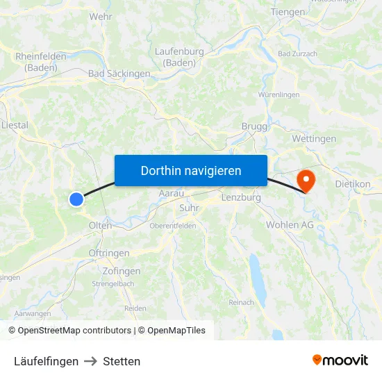 Läufelfingen to Stetten map