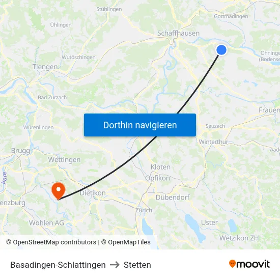 Basadingen-Schlattingen to Stetten map