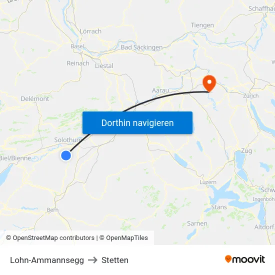 Lohn-Ammannsegg to Stetten map