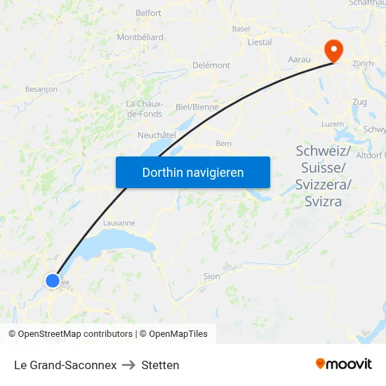 Le Grand-Saconnex to Stetten map