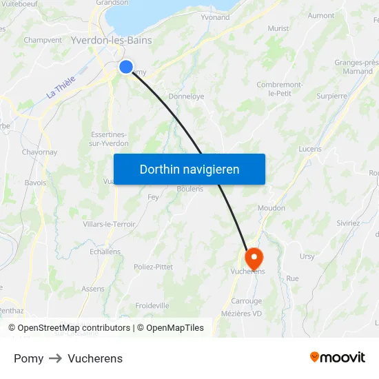 Pomy to Vucherens map