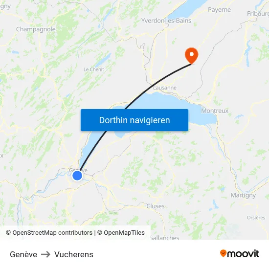 Genève to Vucherens map