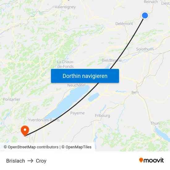 Brislach to Croy map