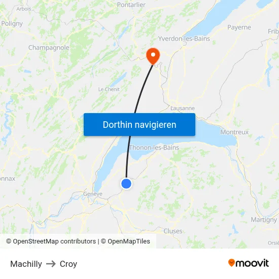 Machilly to Croy map