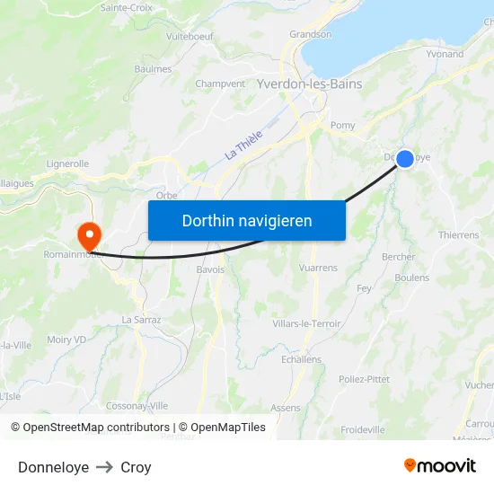 Donneloye to Croy map