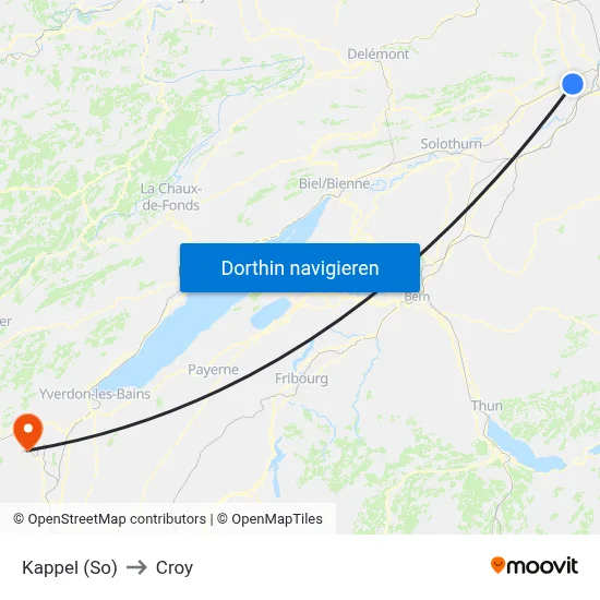 Kappel (So) to Croy map