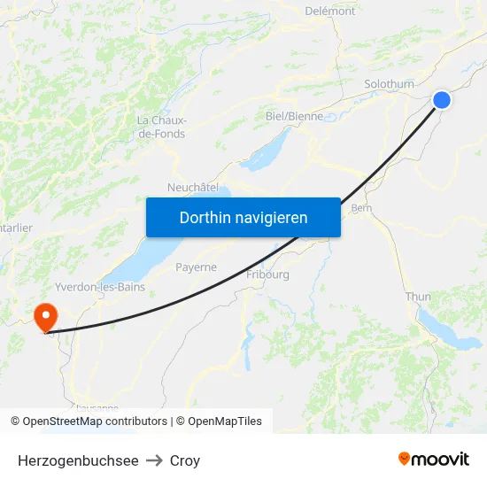 Herzogenbuchsee to Croy map