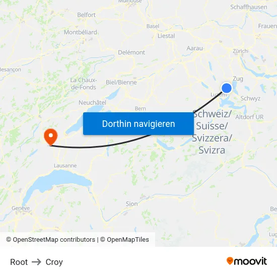 Root to Croy map