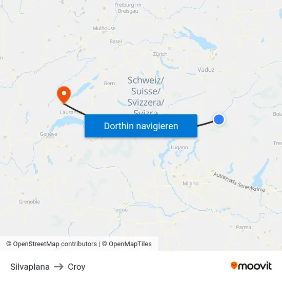 Silvaplana to Croy map