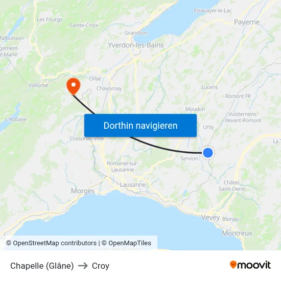 Chapelle (Glâne) to Croy map