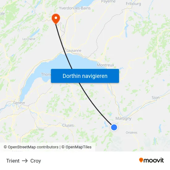Trient to Croy map