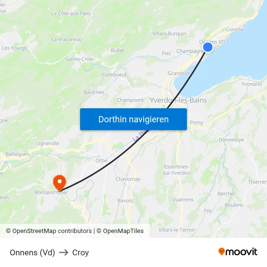 Onnens (Vd) to Croy map