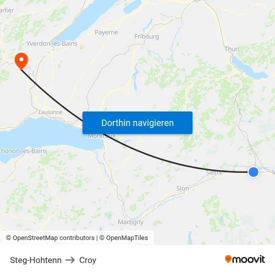 Steg-Hohtenn to Croy map
