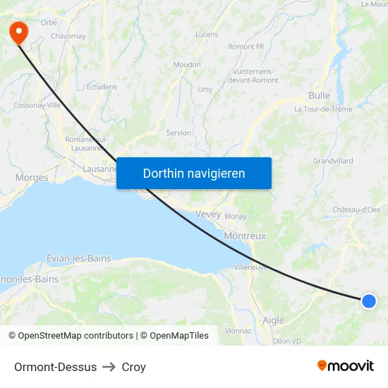 Ormont-Dessus to Croy map