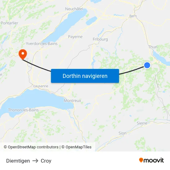 Diemtigen to Croy map