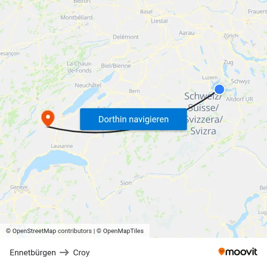 Ennetbürgen to Croy map