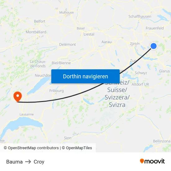 Bauma to Croy map