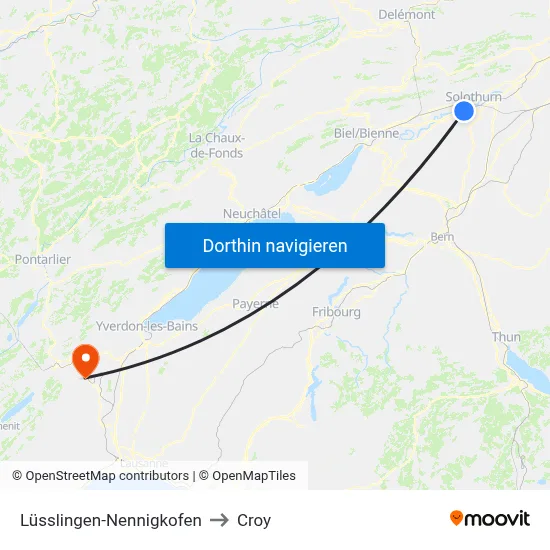 Lüsslingen-Nennigkofen to Croy map