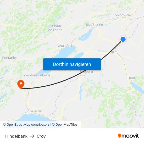 Hindelbank to Croy map
