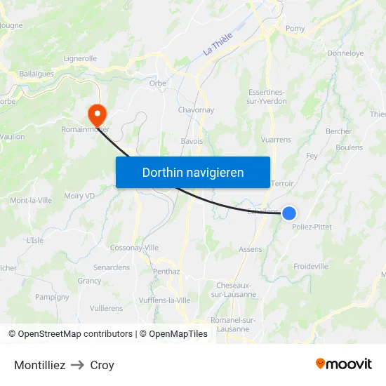 Montilliez to Croy map