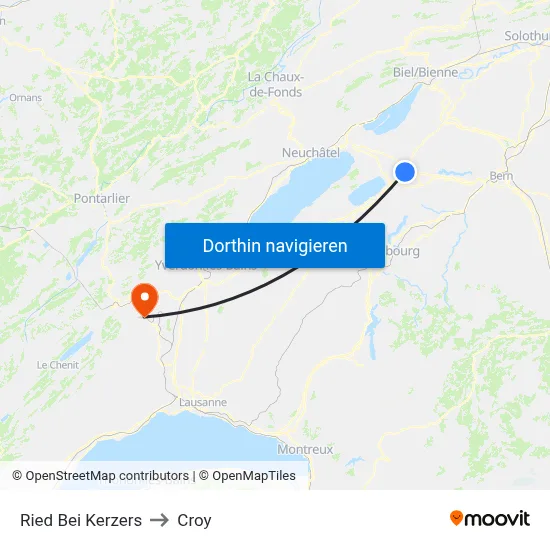 Ried Bei Kerzers to Croy map