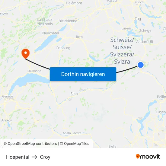 Hospental to Croy map