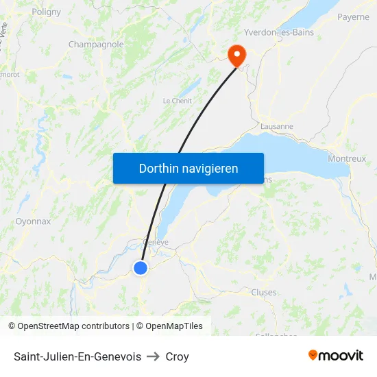 Saint-Julien-En-Genevois to Croy map