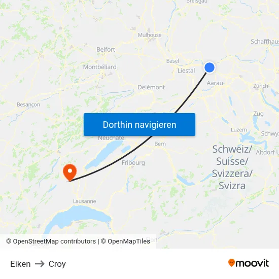 Eiken to Croy map