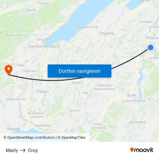 Marly to Croy map