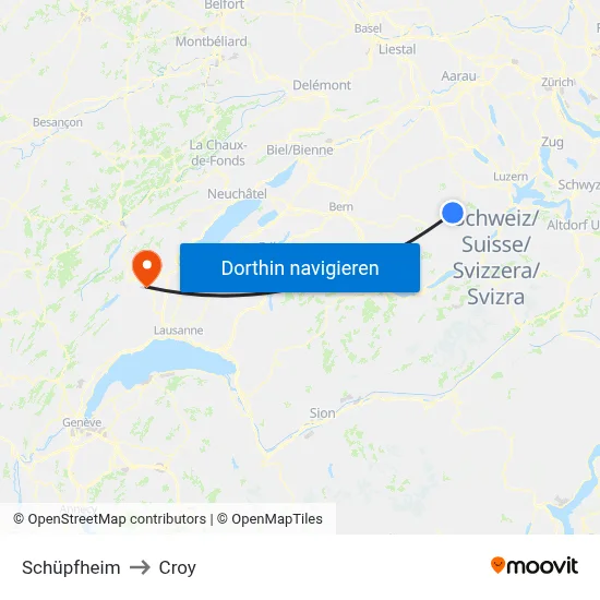 Schüpfheim to Croy map