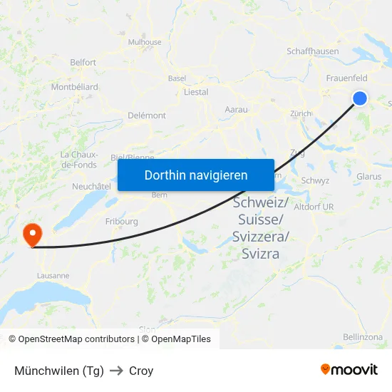 Münchwilen (Tg) to Croy map