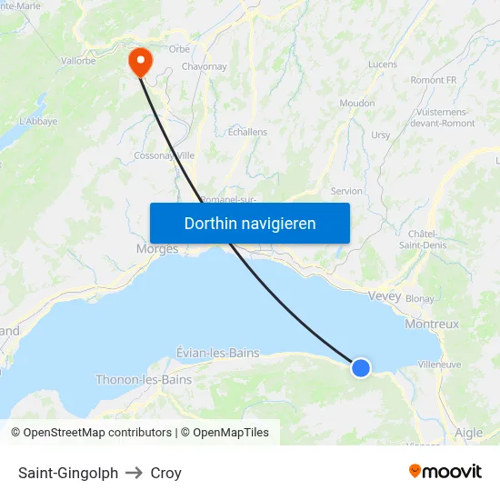 Saint-Gingolph to Croy map