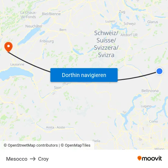 Mesocco to Croy map