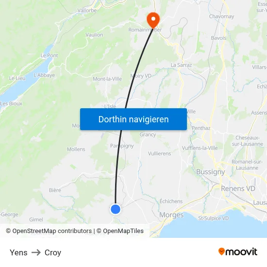 Yens to Croy map