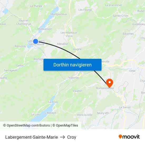Labergement-Sainte-Marie to Croy map