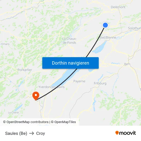 Saules (Be) to Croy map