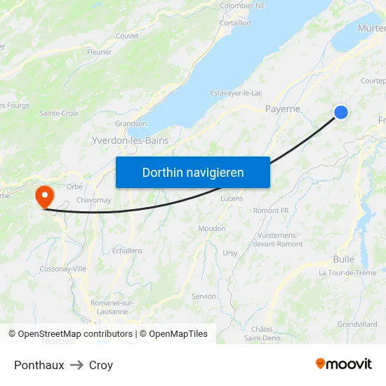 Ponthaux to Croy map