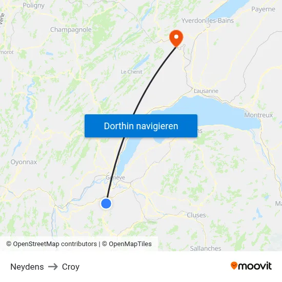 Neydens to Croy map