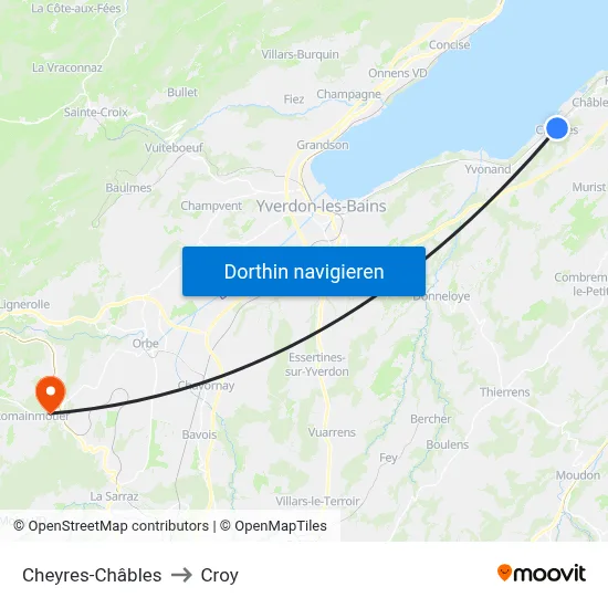 Cheyres-Châbles to Croy map