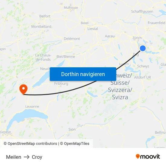 Meilen to Croy map